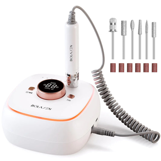 BOLASEN HaloDrill 10 – 40,000 RPM Professional Brushless Nail Drill, 7800mAh Rechargeable Cordless Nail File