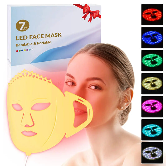 Frovab 7-Color LED Red Light Therapy Face Mask – Infrared Silicone Facial Mask for Skin Rejuvenation & Anti-Aging